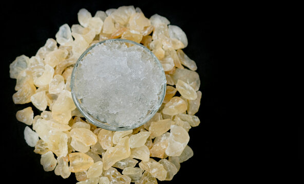 Closeup of Gond Katira, Edible gum. Raw whole dry organic Tragacanth gum or Gond katira, This is very healthy Indian Ayurvedic food.