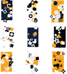 Fototapeta premium Abstract Geometric Illustration with Vertical Stripes and Dot Grids