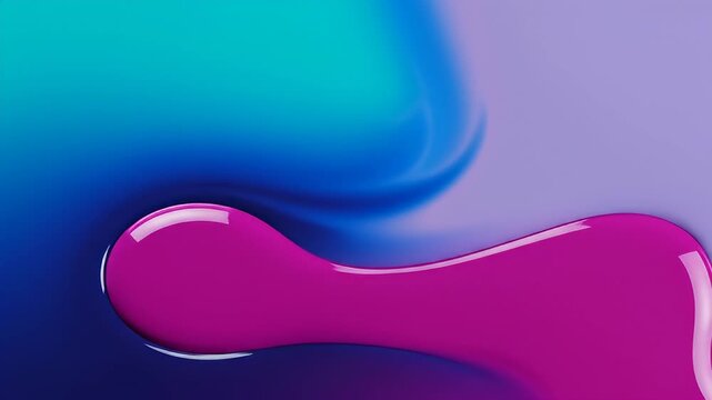 Glossy fuchsia liquid shape on vibrant blue and purple background