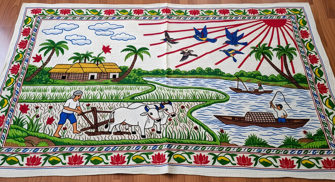 Nakshi katha stitching of rural life