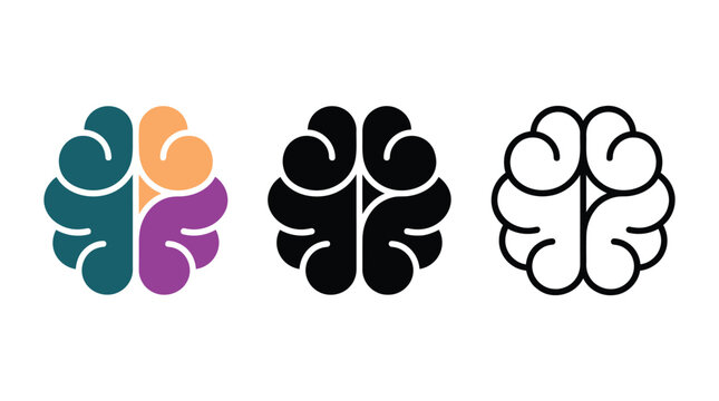 Minimalist brain icon design showing four sections for cognitive function and psychology.