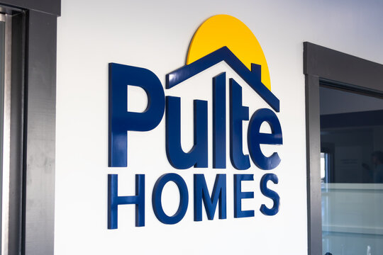 Pulte Homes company logo on an office wall is one of the largest home builders in USA.