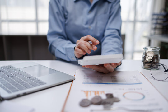 Business calculator calculating budget. Finance calculating tax. Money cost planning. accounting appraisal cost. Bank loan account. Analytics salary cash flow statement. Financial economy. 