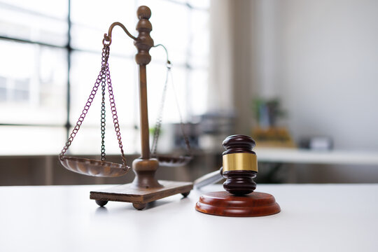 Justice scales and gavel symbolizing law and legal system