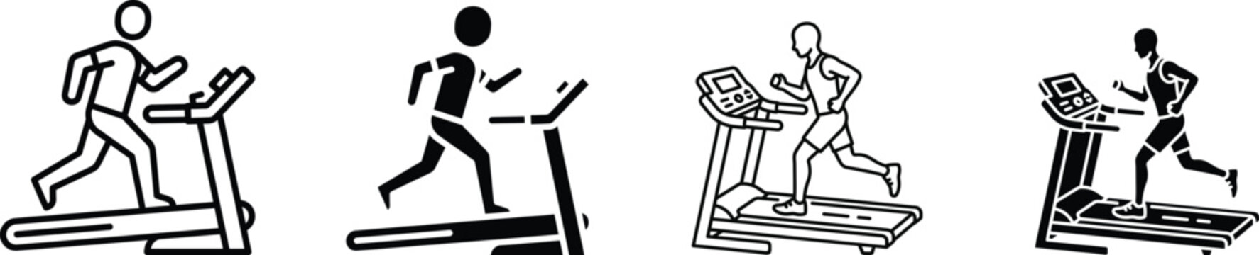 Vintage illustration of people using treadmills for exercise and physical fitness