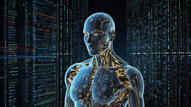 Futuristic Neural Network HUD Displaying Complex Information Processing