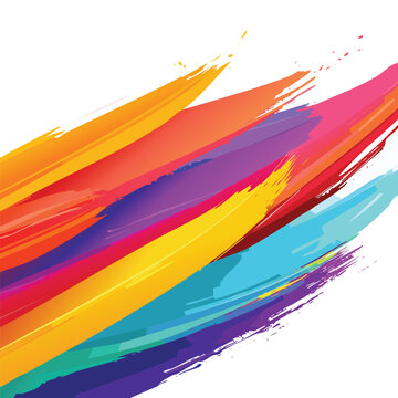 Abstract colorful brush strokes on white background for design elements