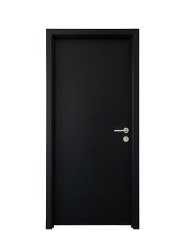 Black door with silver handle and transparent background