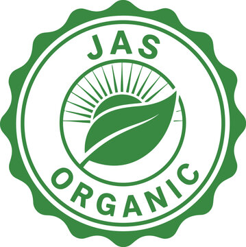 JAS organic certification seal green on transparent background for healthy food and natural products