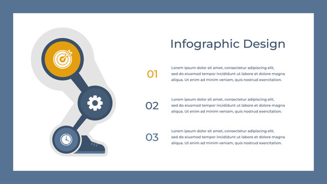 Modern business infographic with 3 step workflow and connected process for milestones