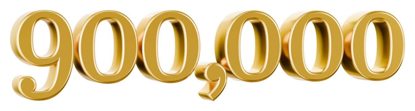 Shiny metallic gold 900,000 3D illustration