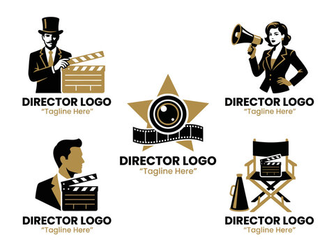 A varied selection of director logos symbolizes creativity and leadership in the film industry, perfect for filmmakers seeking to establish a brand identity.