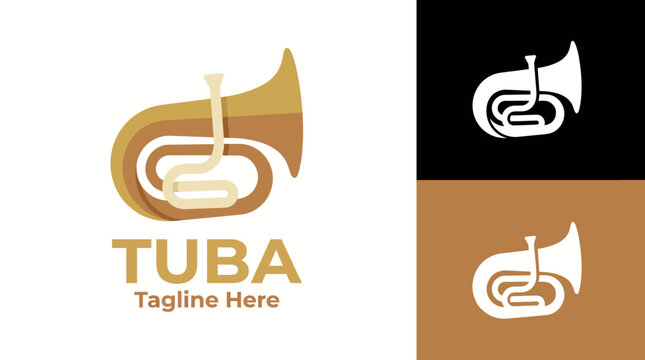 This image showcases a modern logo design featuring a tuba in elegant colors, perfect for music-related businesses and brands looking for recognition in the industry.