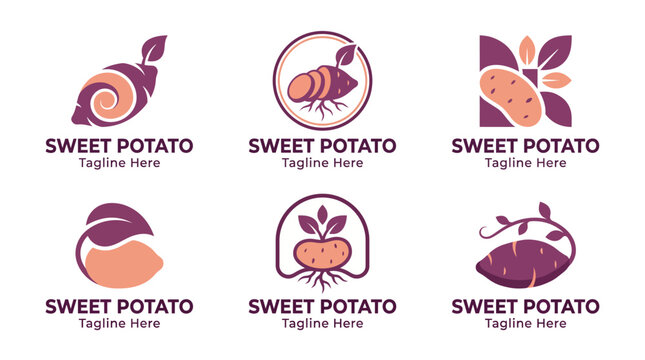 This collection of sweet potato logos displays a range of modern design styles, emphasizing the vegetable's versatility and appeal for various branding opportunities.