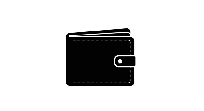 Black wallet icon isolated on white background for financial concepts