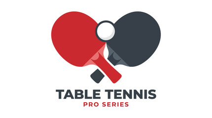 Showcasing a dynamic table tennis logo featuring red and black paddles arranged in a heart shape, signifying competitiveness and passion for the sport, ideal for promotional use. © hangsheng zhou