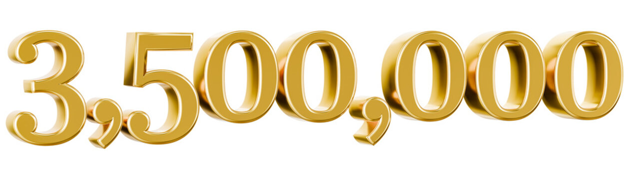 Glossy gold 3,500,000 number 3D graphic