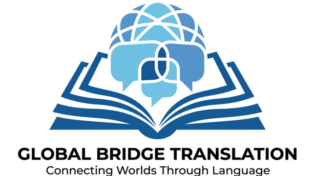 This logo visually represents global communication and translation, suitable for companies specializing in language services to connect diverse cultures.