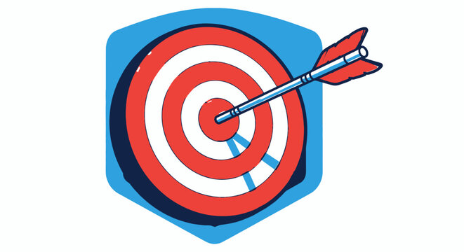 Target bullseye with arrow hitting the center within a hexagon design