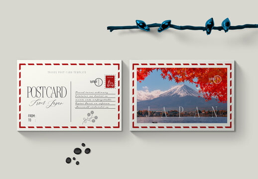 Travel Postcard Template With Creative Editorial Design Layout