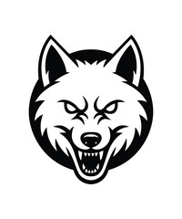 Fototapeta premium Fierce Wolf Head Logo Vector, Aggressive Animal Mascot Black and White Icon