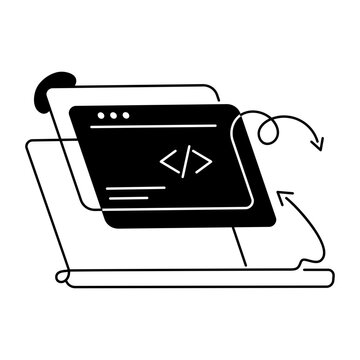A glyph style icon of a code editor
