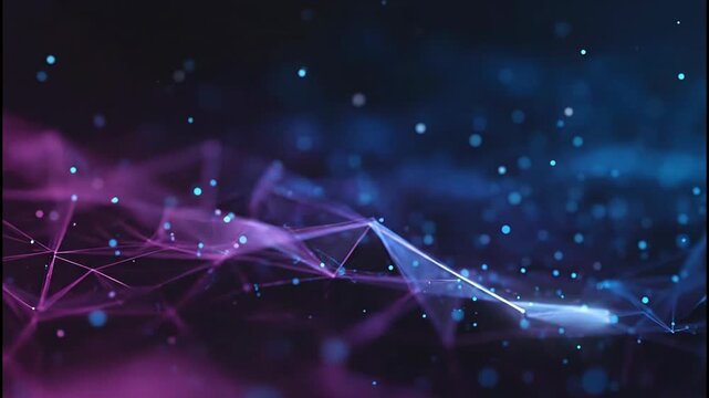 A futuristic abstract image showcases a network of glowing lines and dots against a dark, gradient background, evoking a sense of technology and interconnectedness.