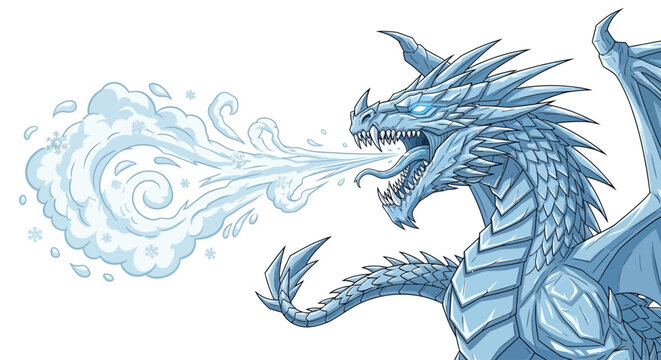 Ice Dragon Breathing Cold Breath Illustration