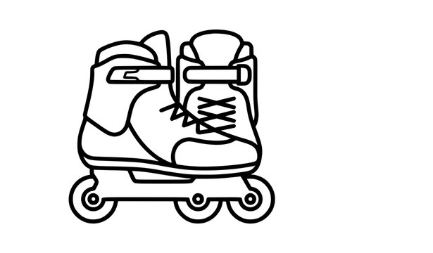 Inline skate bold outline icon vector simple rollerblade symbol for app design and modern sports branding