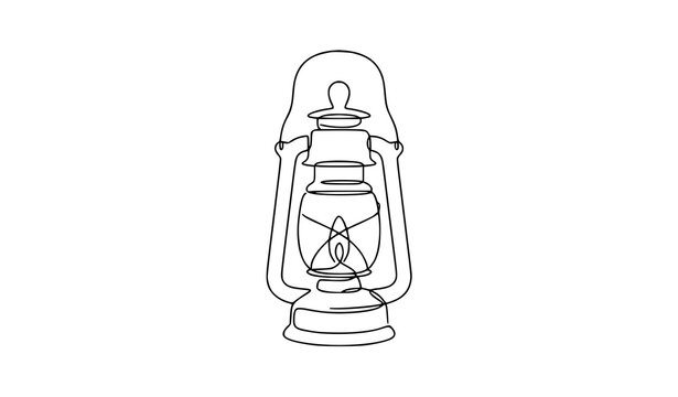 Single continuous line lantern icon vector minimalist one line drawing of vintage light for logo and modern branding design