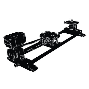 Camera slider motor dolly gear vector silhouette equipment bundle set.