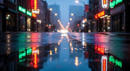 Obraz premium City Street Reflections.
