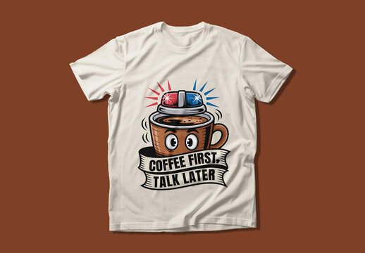 Cute Coffee Lover Cartoon T Shirt Layout