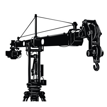Heavy camera crane jib silhouette set bundle for cinema filming equipment.