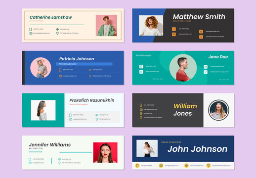 Professional Email Signature Template Set Corporate Contact Footer Branding Collection