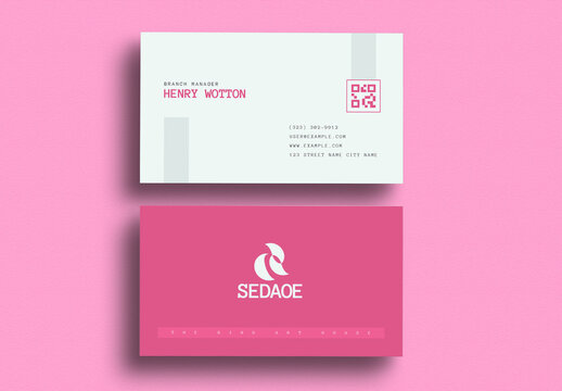 Minimalist Pink and White Business Card Template