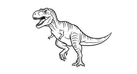 Tyrannosaurus Rex Dinosaur Illustration Line Art. © arjuna davin