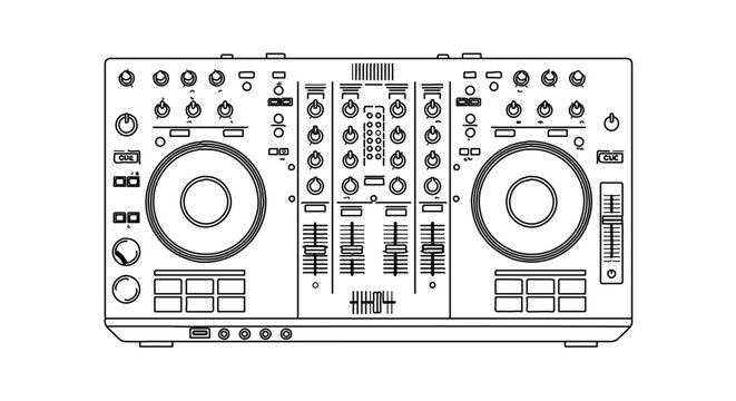 Line art illustration of a dj controller