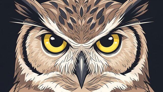 Close-up of owl face looking forward.