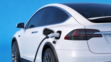 Fototapeta premium White electric car charging