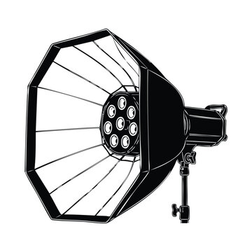 Studio photography light with softbox silhouette illustration vector art.