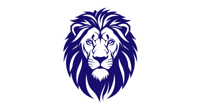 A stylized, royal blue lion head logo on a white background.