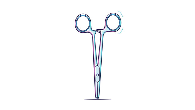 Medical hemostat forceps illustrated in a clean vertical position representing surgery and medical equipment.