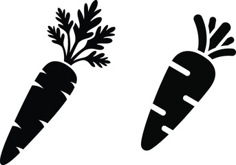 Carrot Silhouette: Simple yet striking silhouette of two carrots, a celebration of the humble vegetable's enduring appeal. A versatile graphic perfect for culinary and health-focused designs. © HasibMahamud