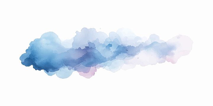 Abstract blue watercolor background featuring fluffy white clouds and a bright summer sky atmosphere representing a beautiful clear day in heaven