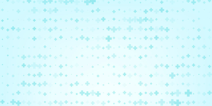 Medical healthcare background. Light blue cross pattern. Math plus symbol wallpaper. Tech backdrop for presentation, banner, booklet, brochure, leaflet. Vector hospital pattern template