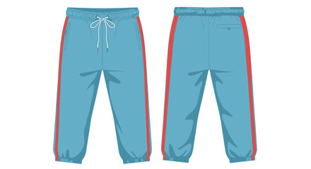 Blue sweatpants with red stripes. © Hilda