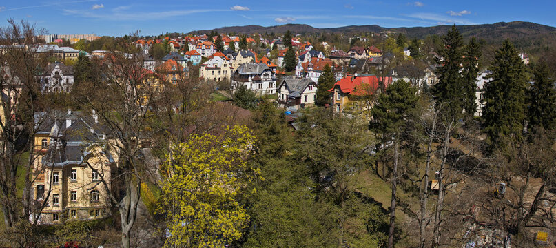 View of Liberec from the lookout tower of the North Bohemian Museum,Czech Republic,Europe
