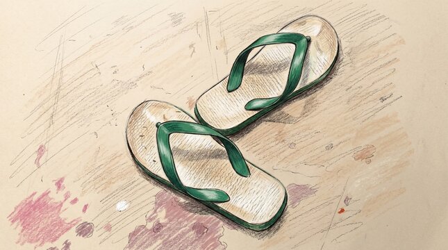 Green flip flops on a colorful background
