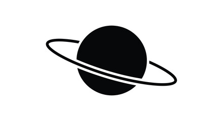 Planet with rings silhouette on a white background © Momtaj